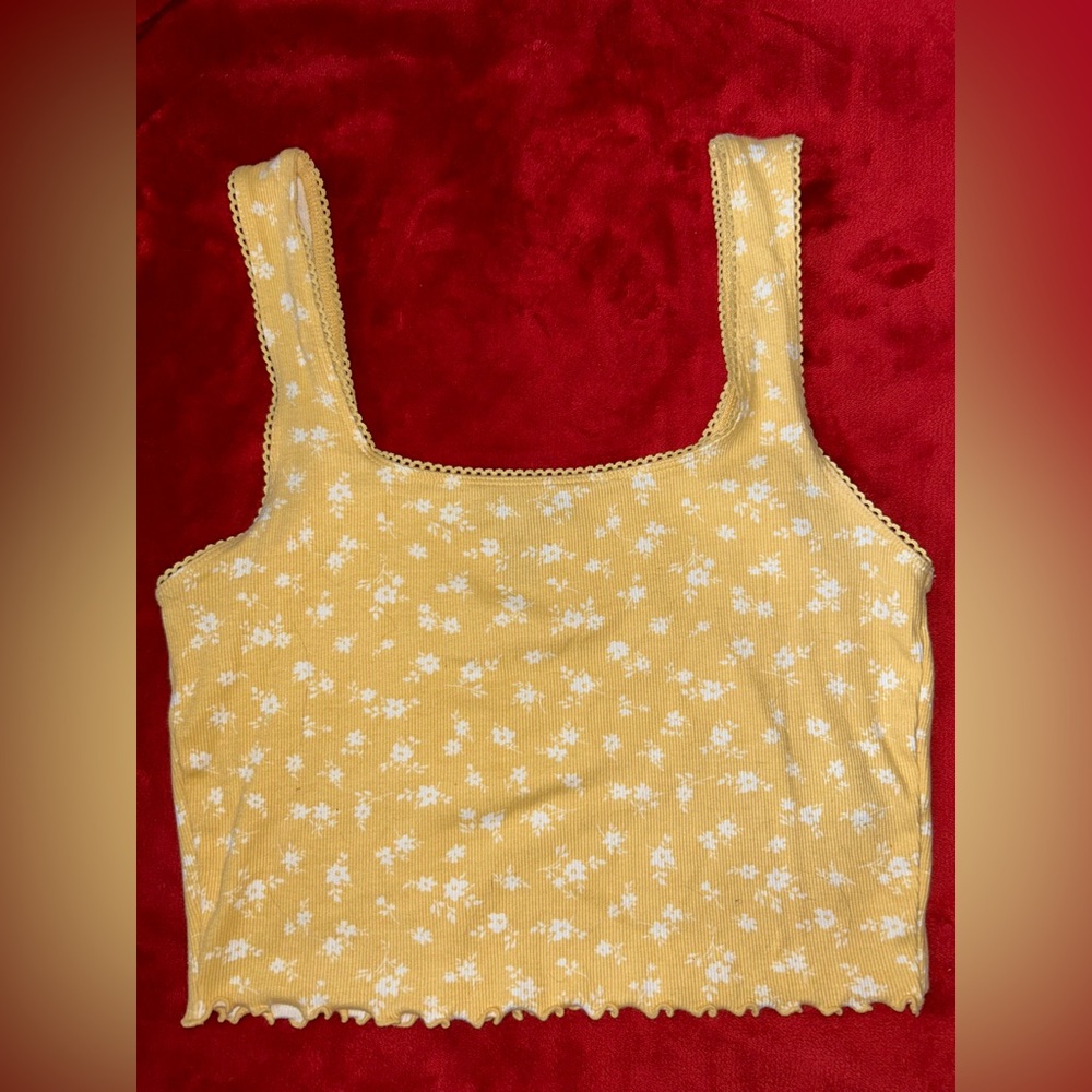 Yellow floral tank top